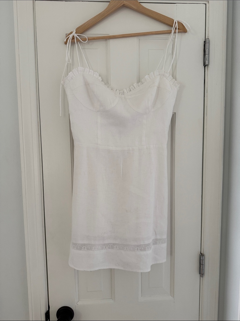 Reformation White Linen Tie-Strap Mini Dress size 8